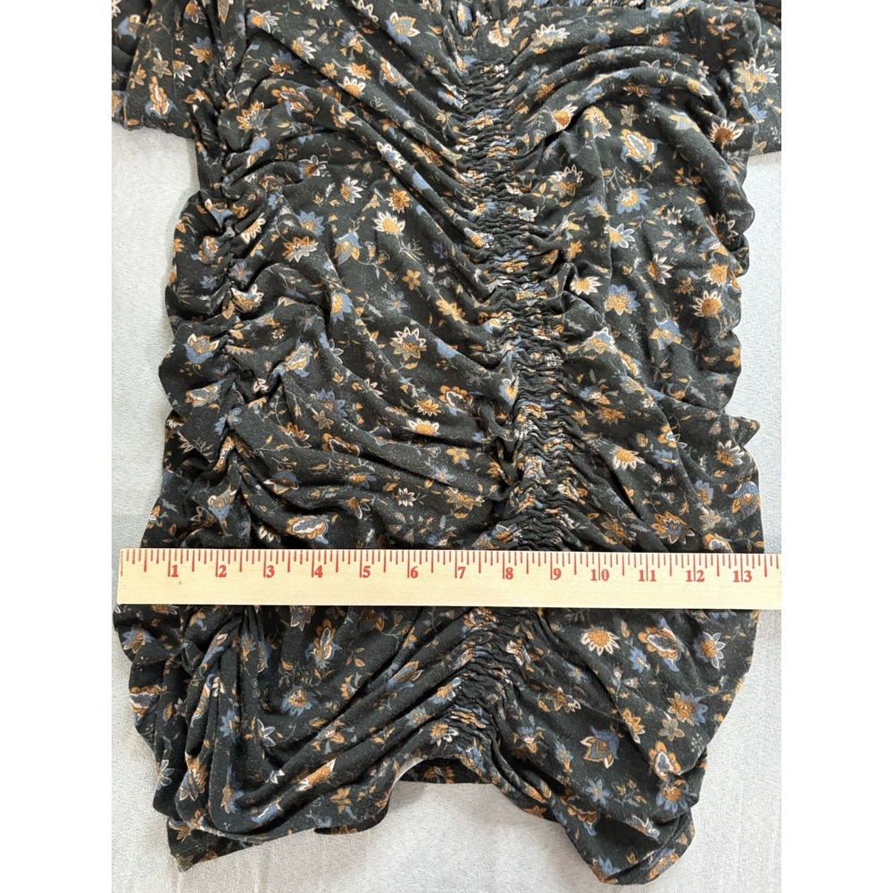 Evereve Womens Lorelai Ruched Bodycon Dress Sz Large Dark Romantic Boho Cottage - Picture 8 of 16